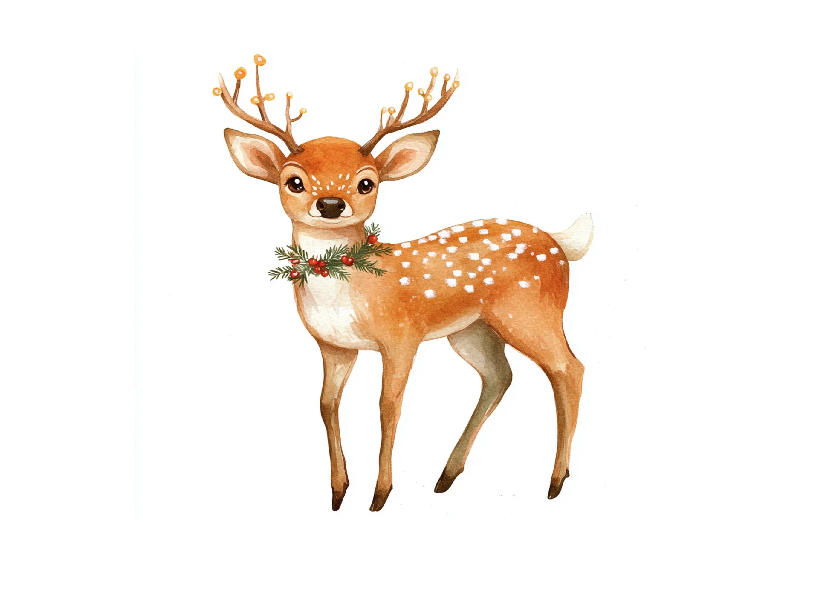 Cute Christmas Deer Clipart Bundle