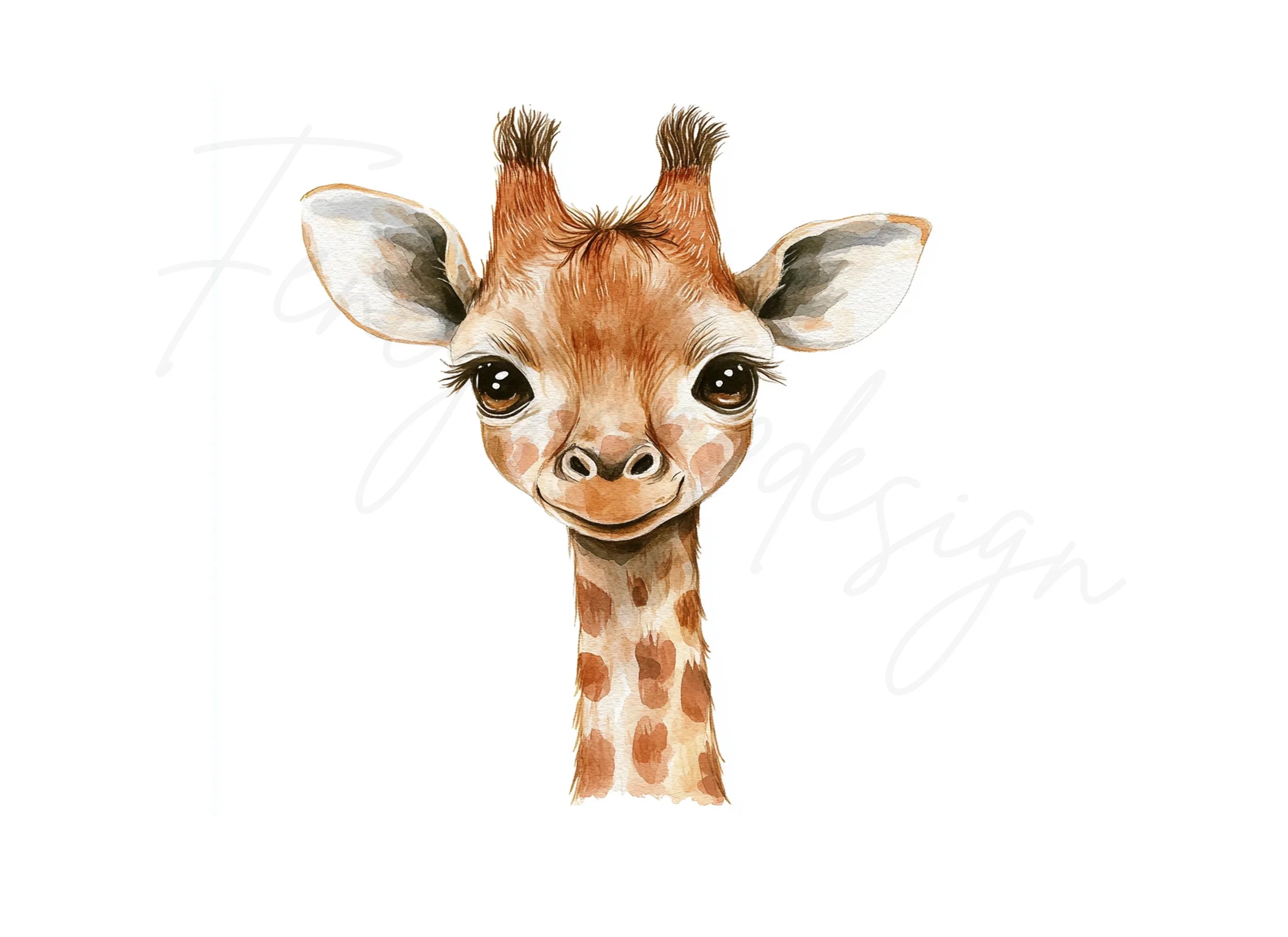 Cute Baby Giraffe Faces Clipart Bundle