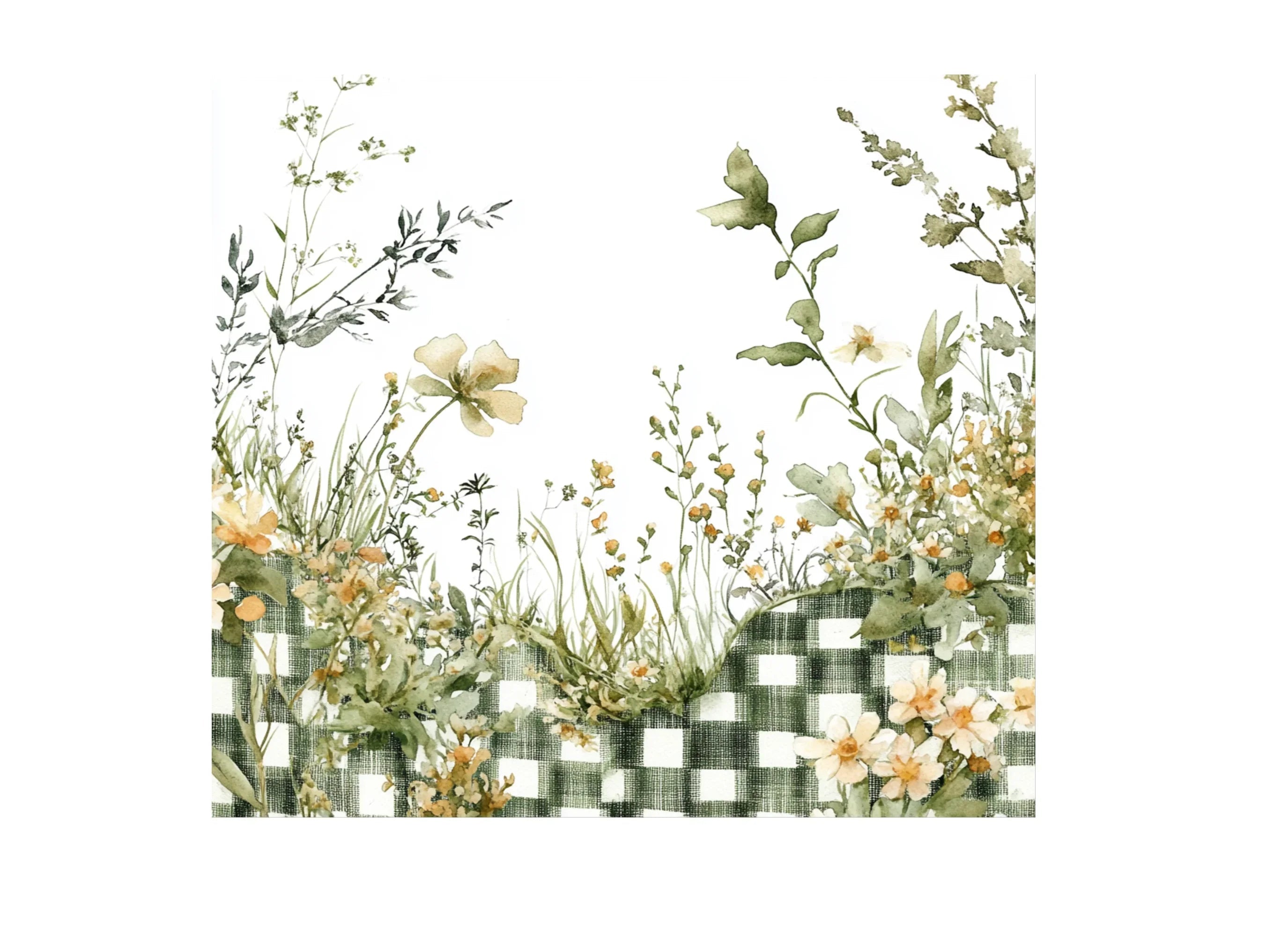 Gingham Floral Clipart Bundle