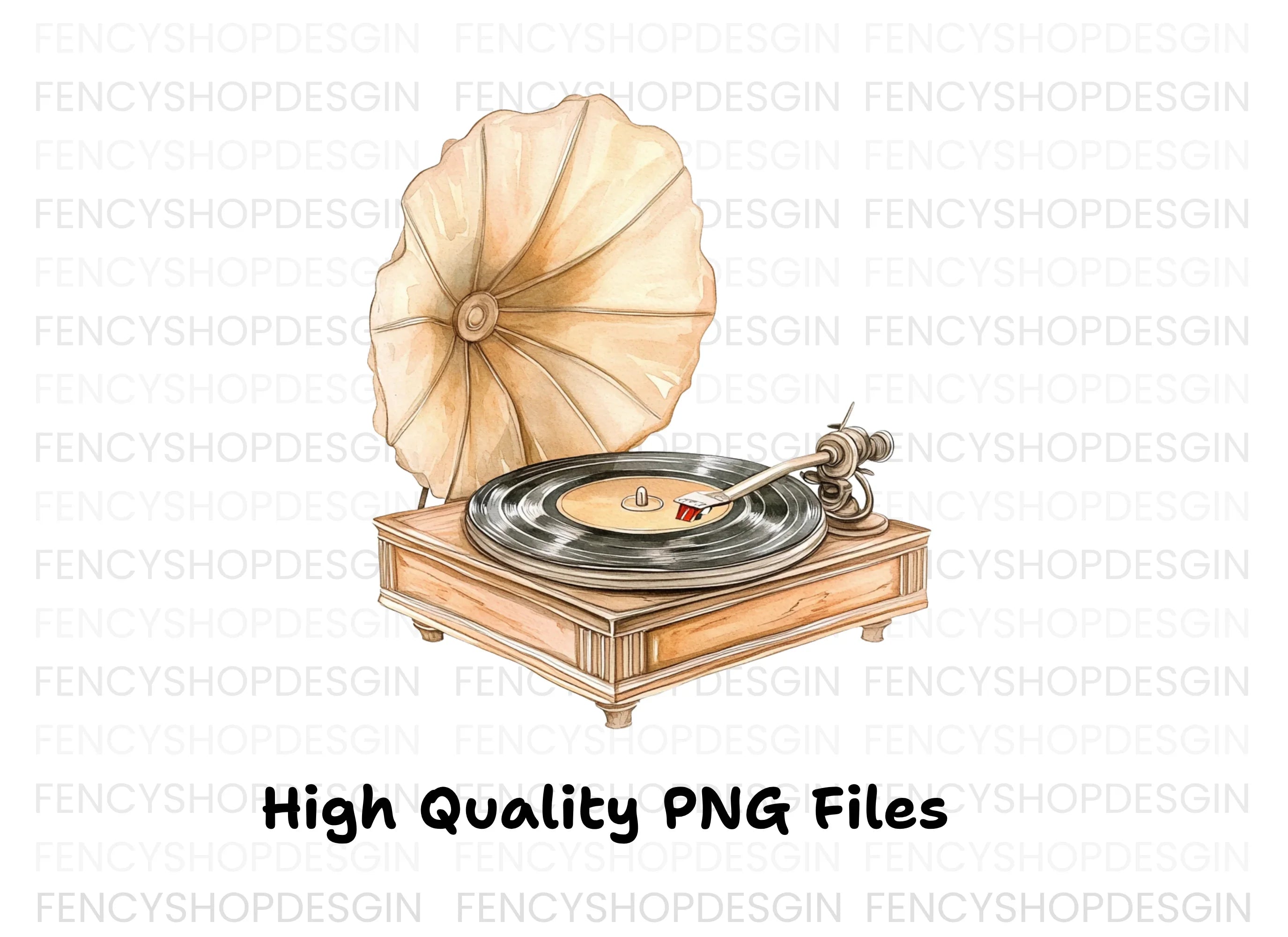 Retro Record Player Clipart Bundle
