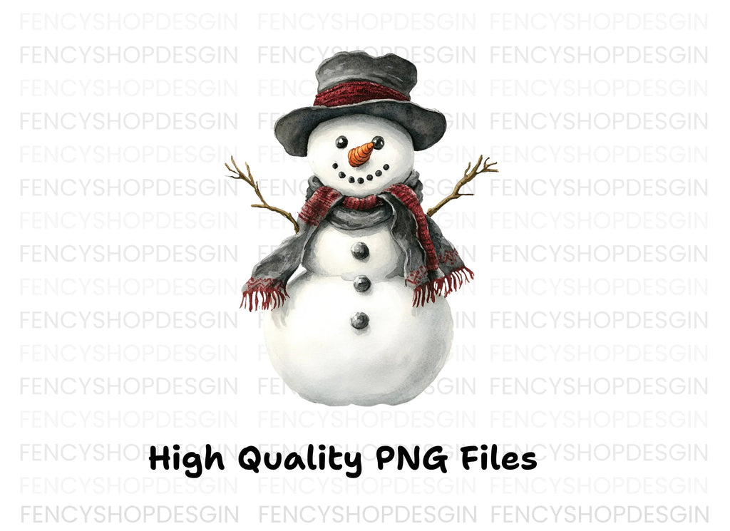 Festive Snowmen with Plaid Accessories Clipart Bundle