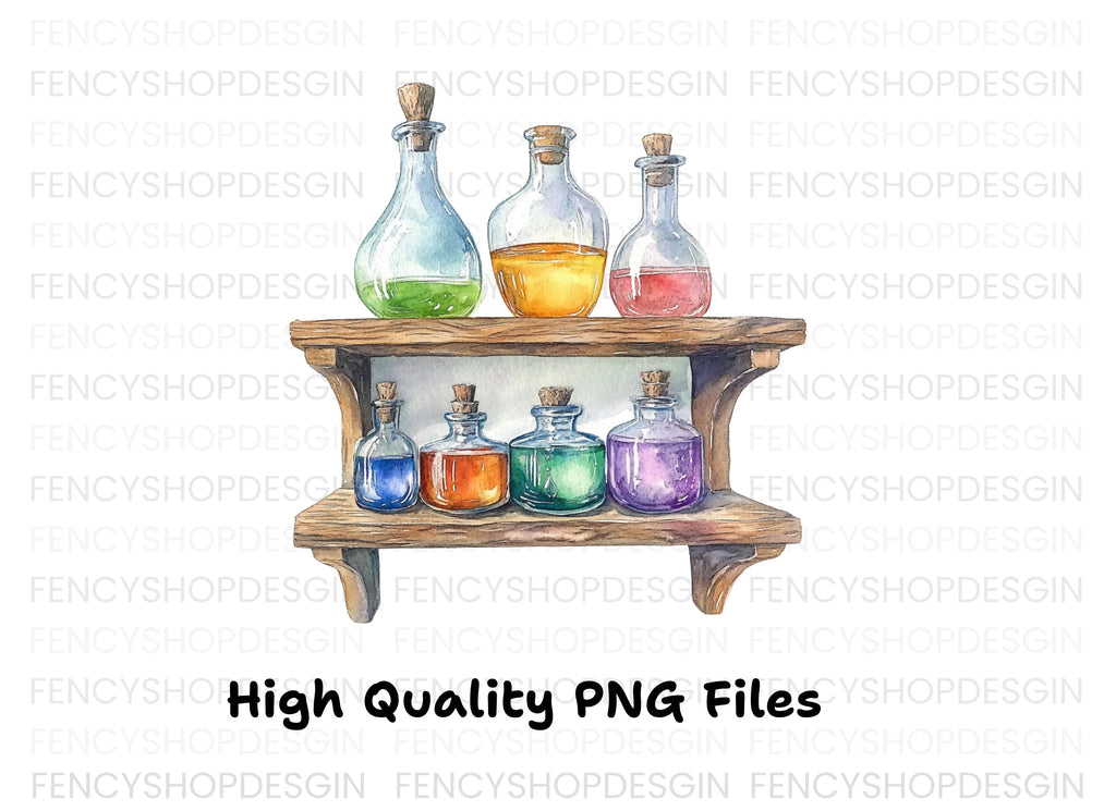 Colorful Potion Bottles Clipart Bundle