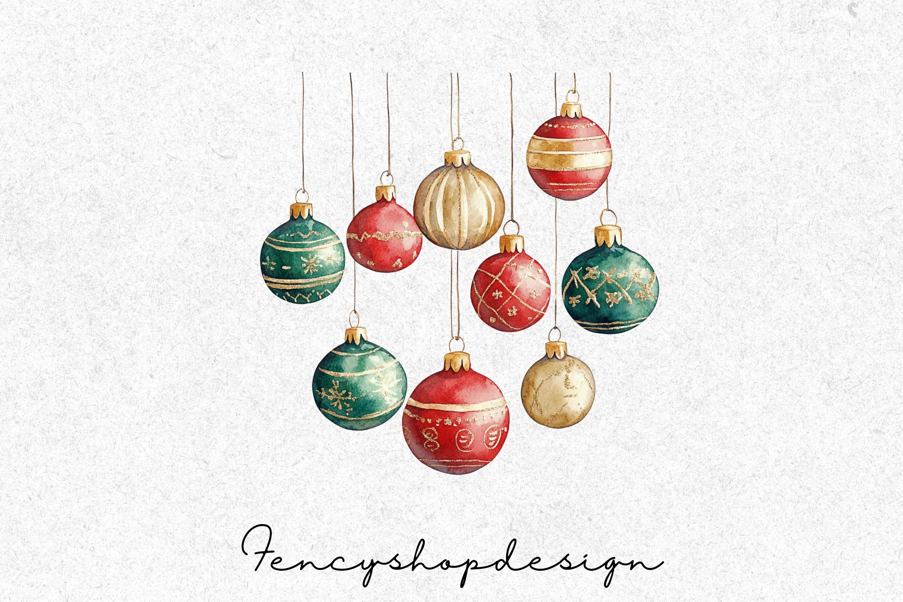 Festive Christmas Baubles Clipart Bundle