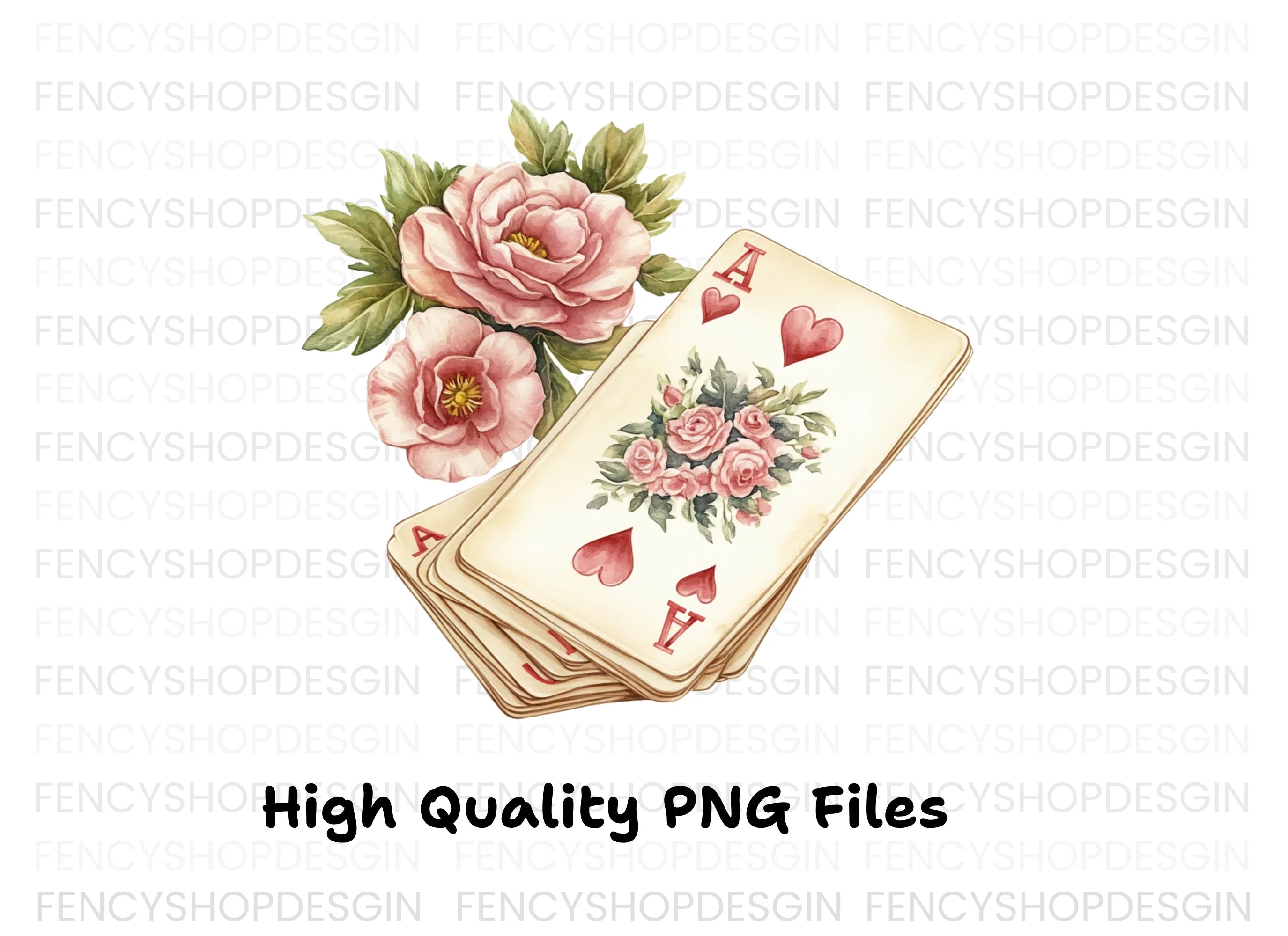 Vintage Floral Playing Cards Clipart Bundle