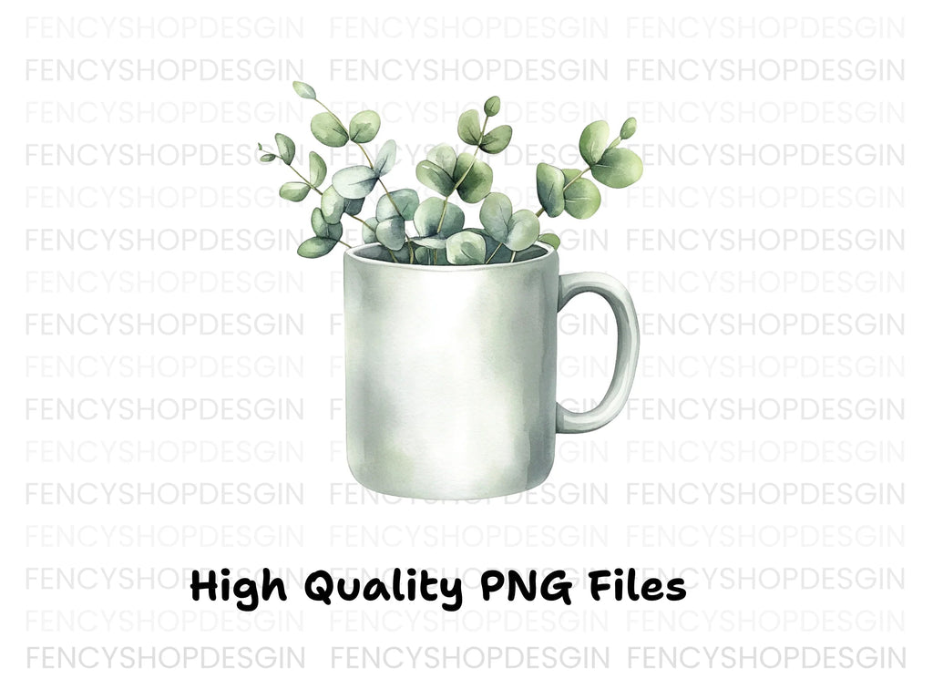 Eucalyptus in Mugs Clipart Bundle
