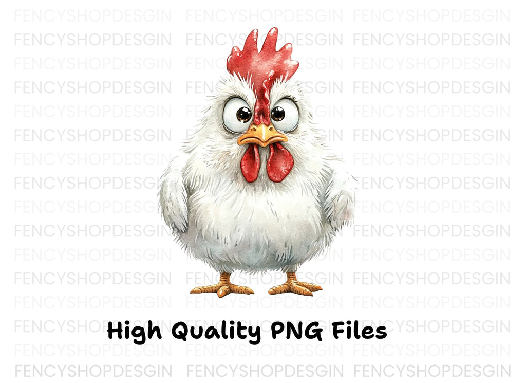 Funny Cartoon Chicken Faces Clipart Bundle