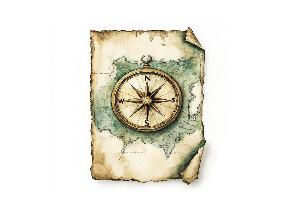 Vintage Compass Map Clipart Bundle
