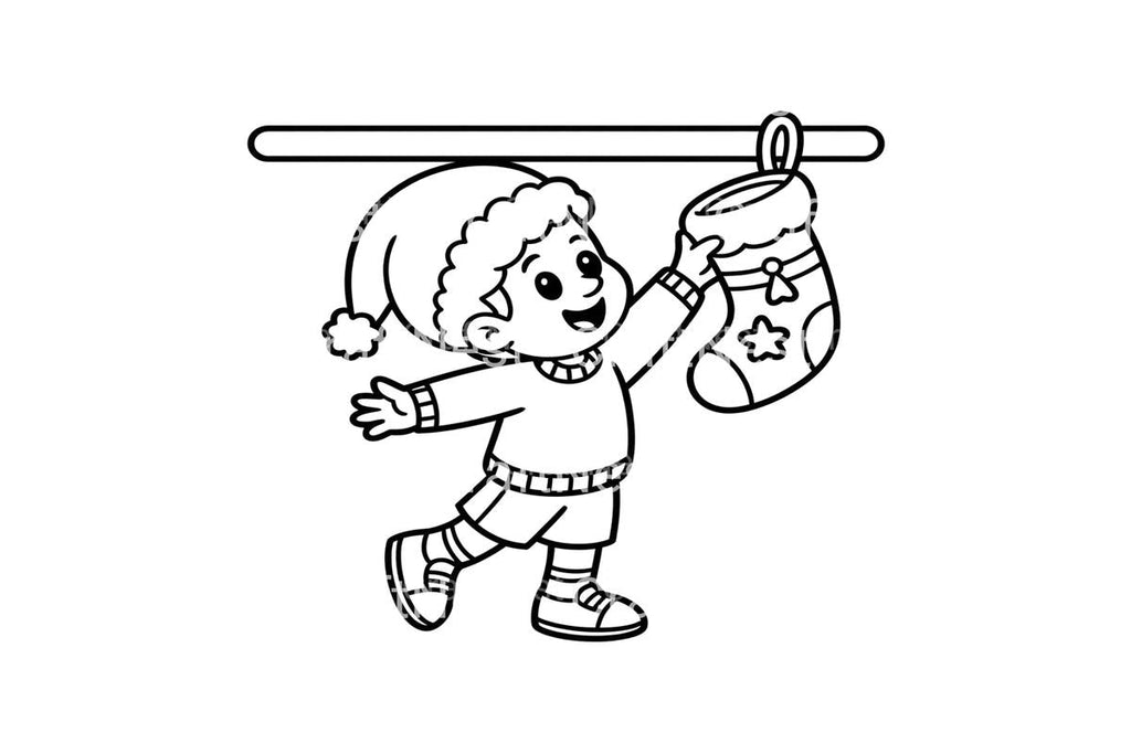 Kids Hanging Christmas Stockings Coloring Books