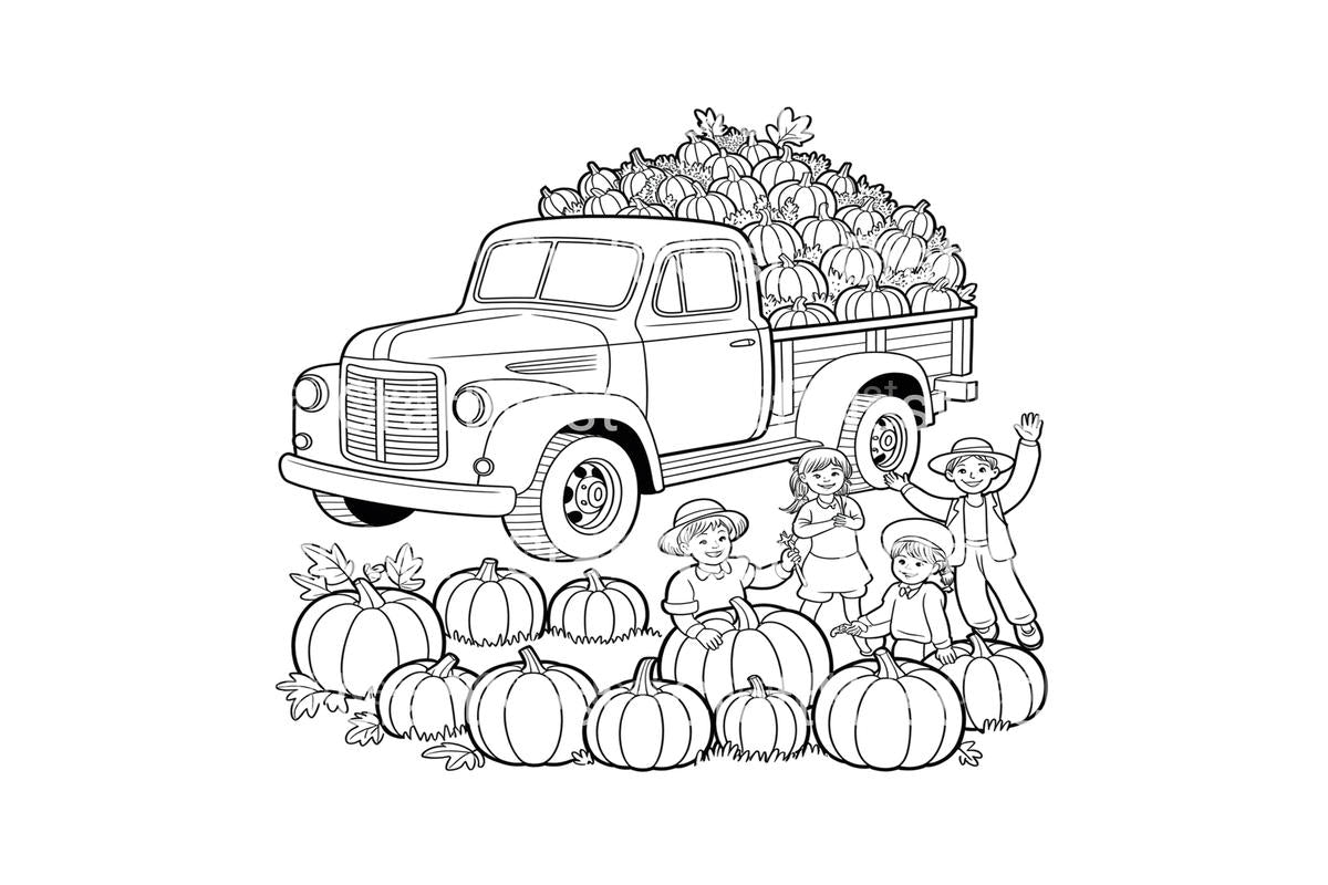 Autumn Pumpkin Truck Fun Coloring Books