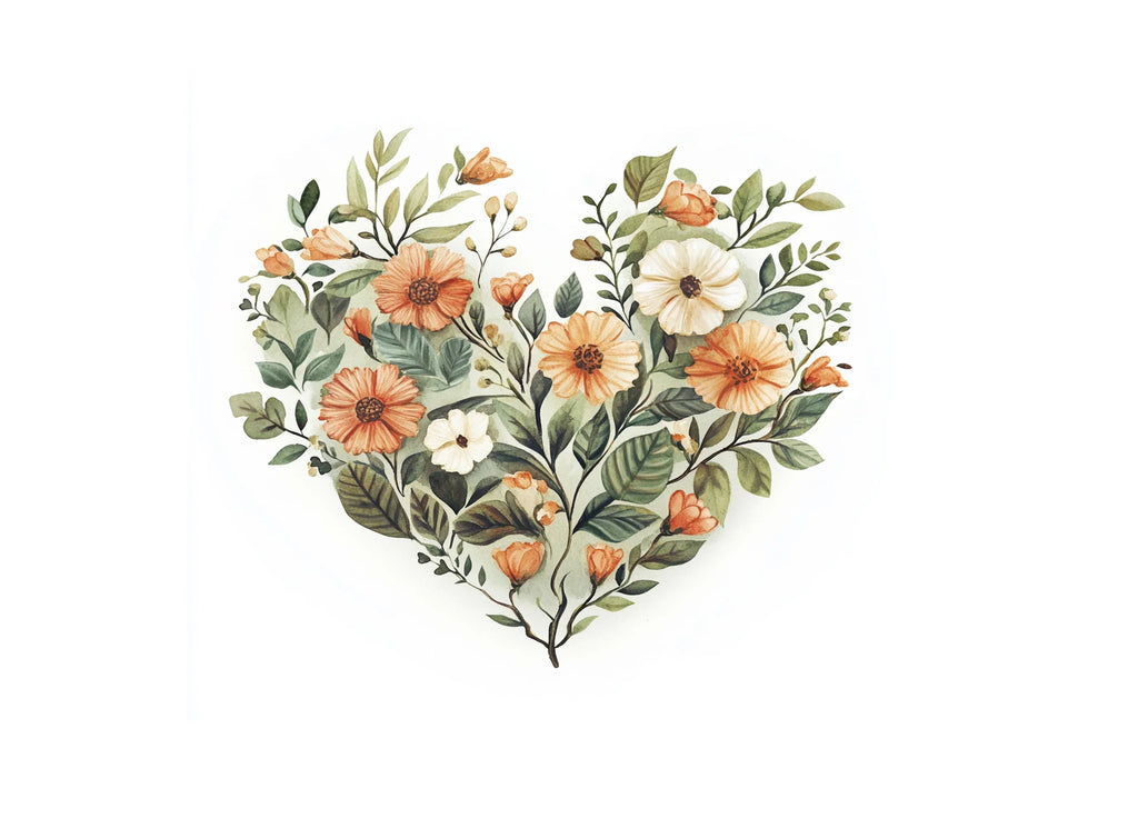 Floral Heart Clipart Bundle