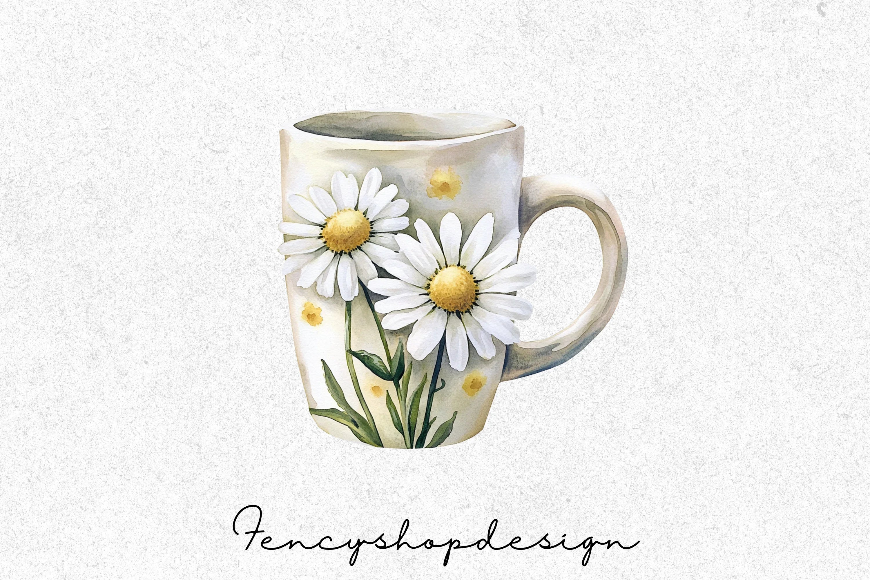 Daisy Mugs Clipart Bundle
