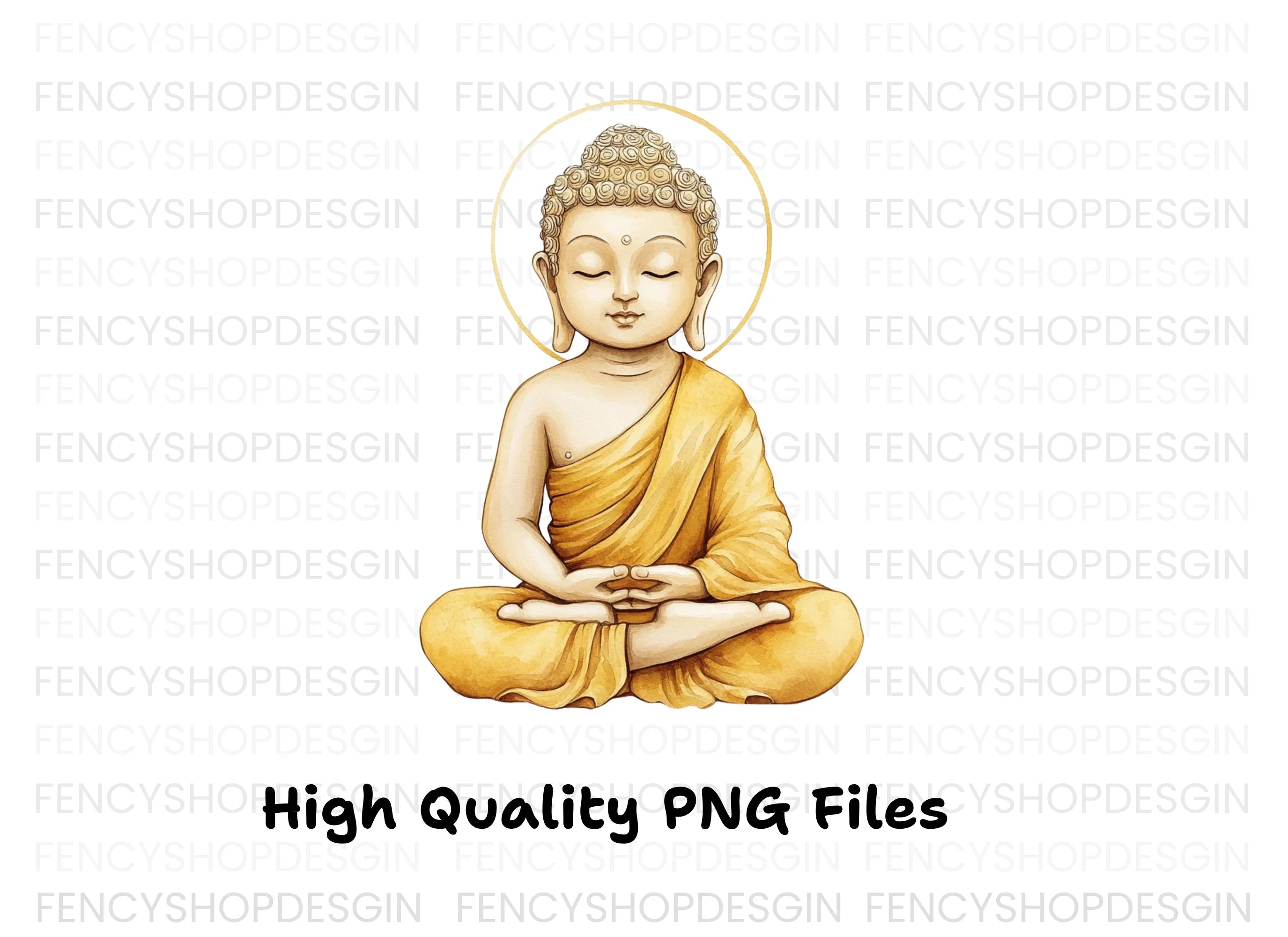 Meditating Buddha with Halo Clipart Bundle