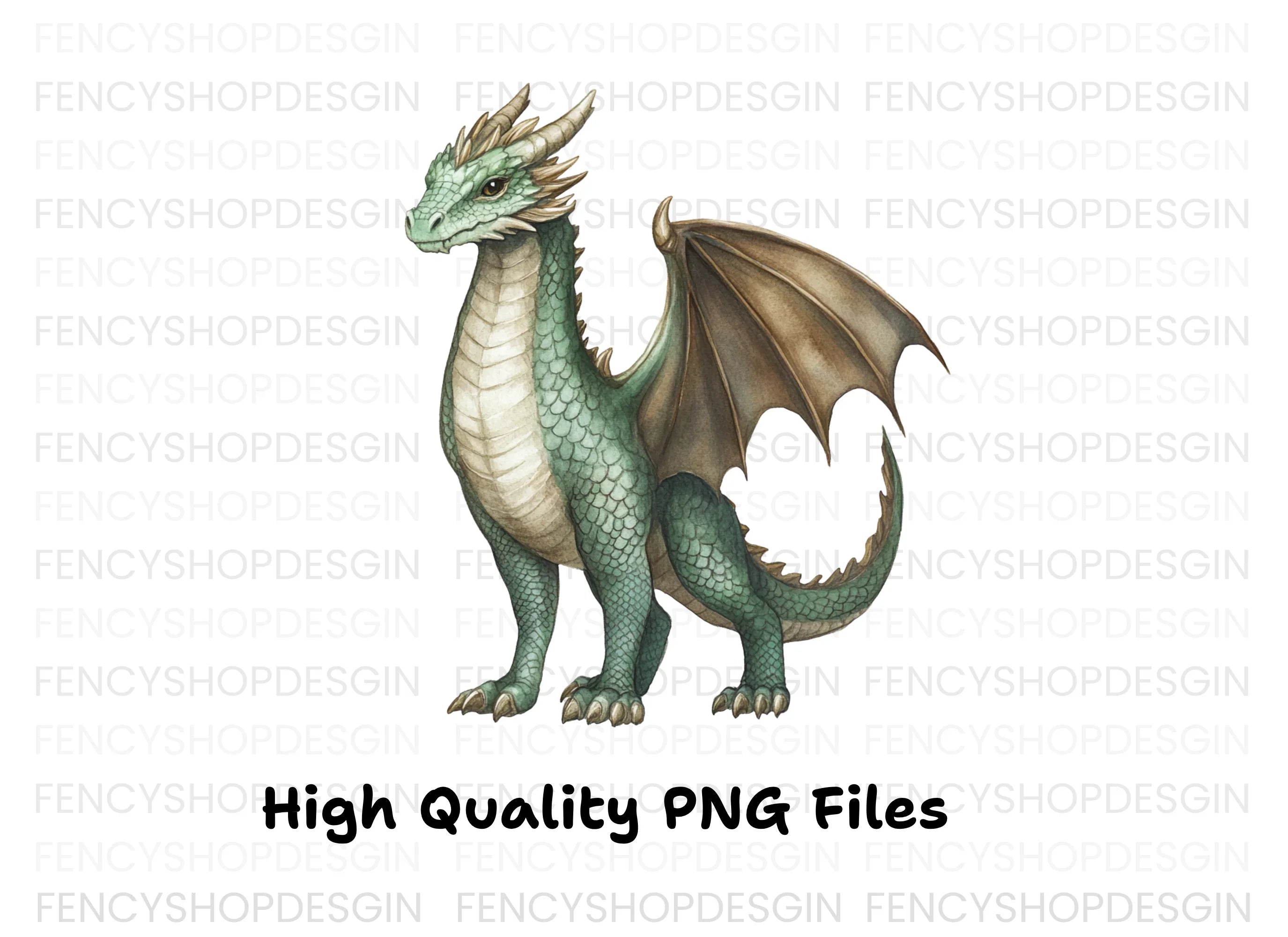 Majestic Green Dragon Clipart Bundle