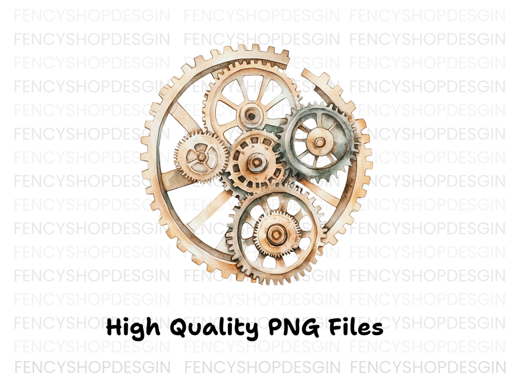 Interlocking Steampunk Gears Clipart Bundle