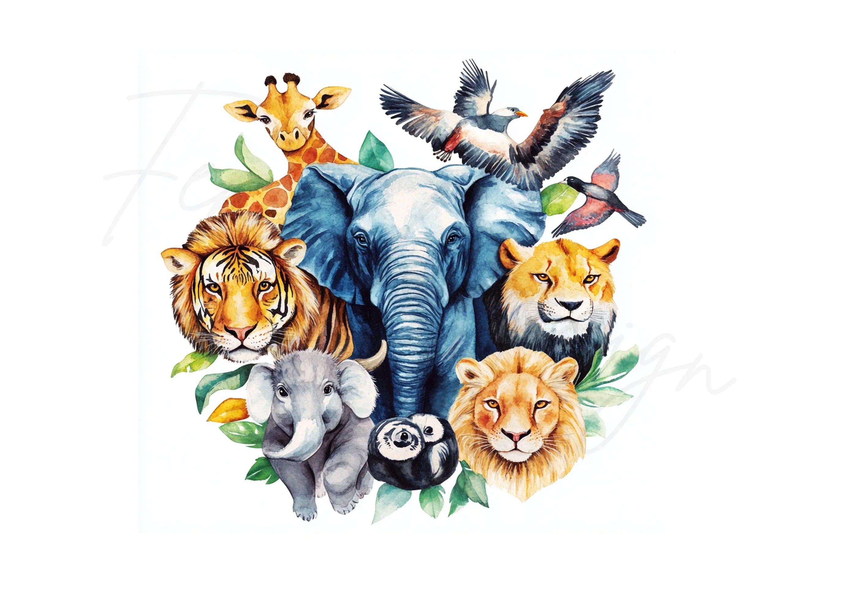 Cute Baby Safari Animals Clipart Bundle