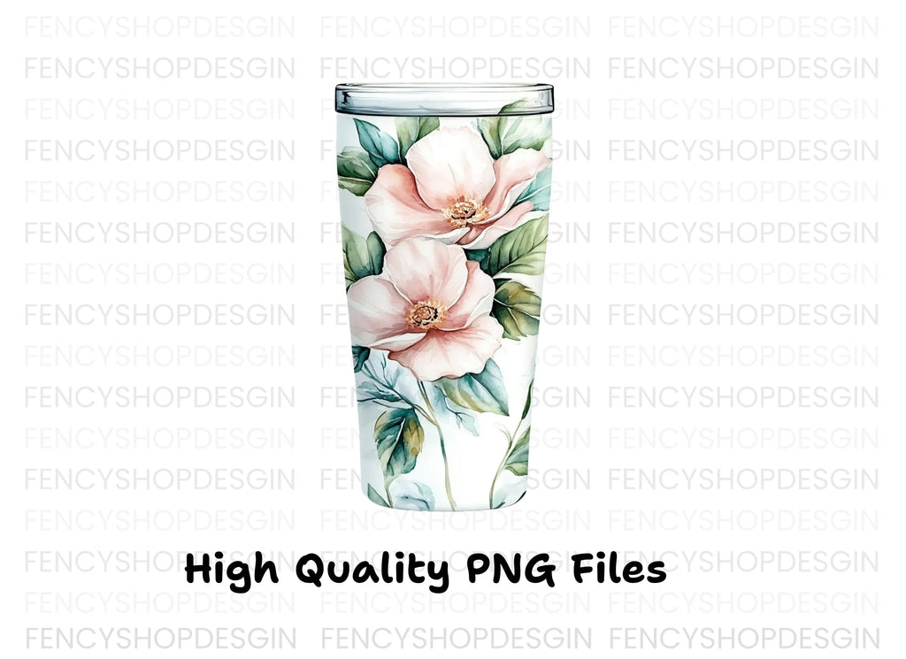 Elegant Pink Floral Tumbler Clipart Bundle