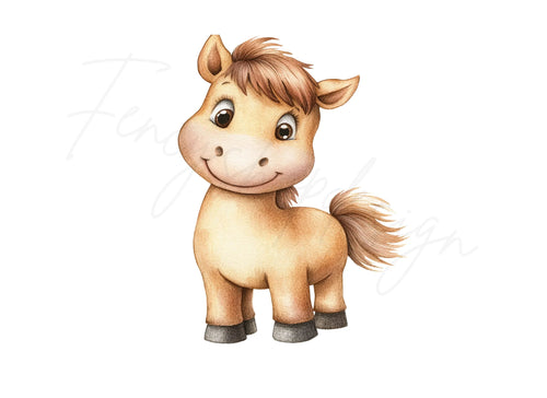 Adorable Cartoon Horse Clipart Bundle