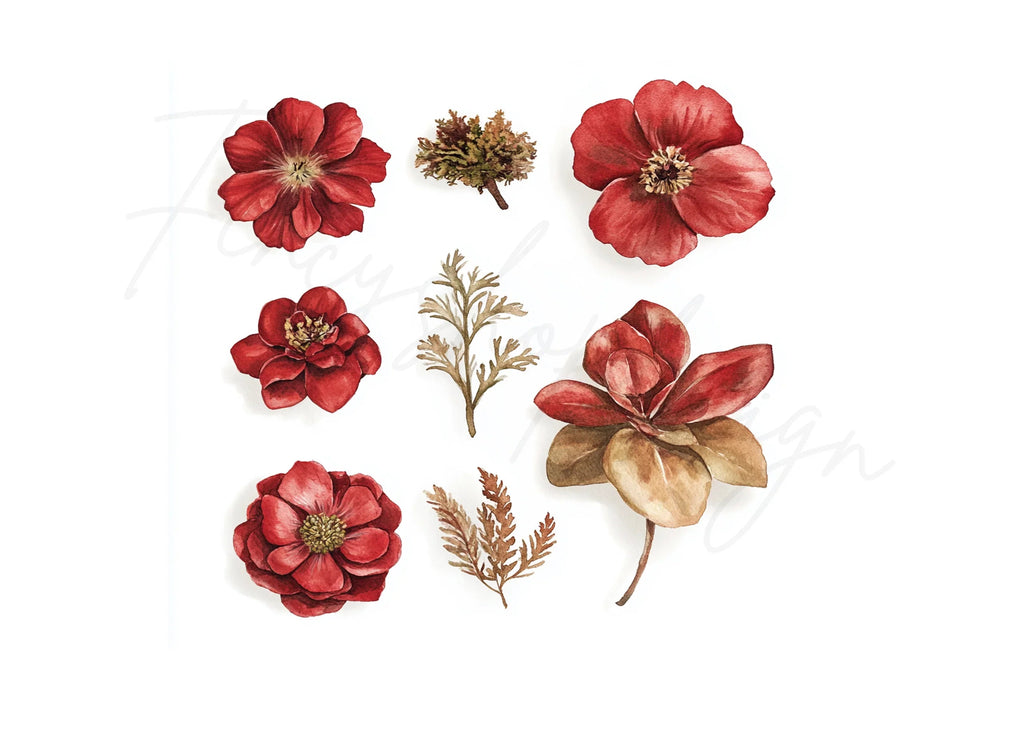 Red Floral Clipart Bundle