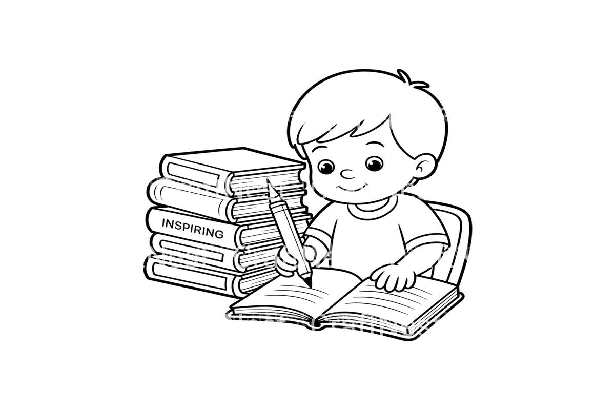 Kids Reading and Learning Coloring Books