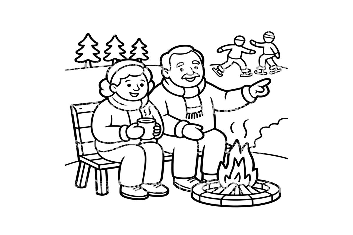 Cozy Winter Campfire Coloring Books