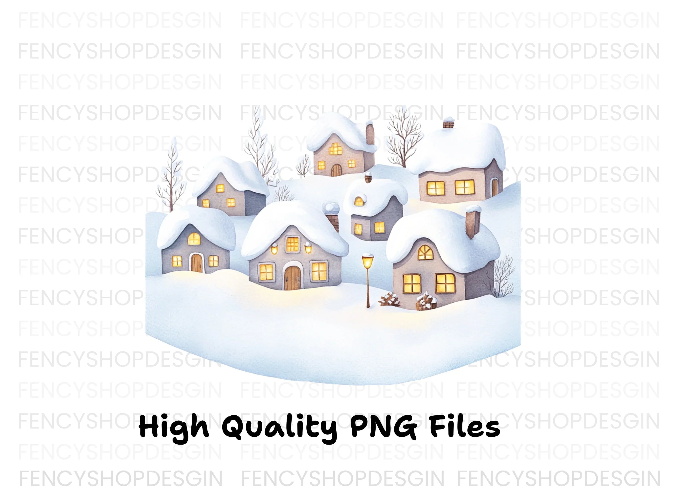 Snowy Christmas Village Clipart Bundle