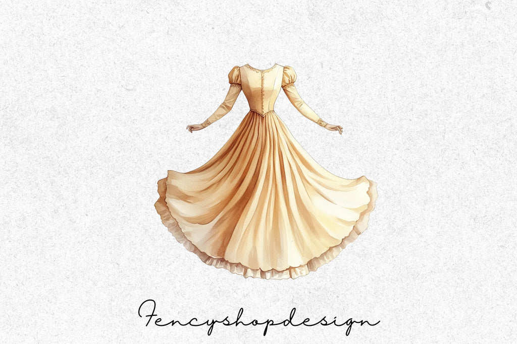 Elegant Vintage Dresses Clipart Bundle