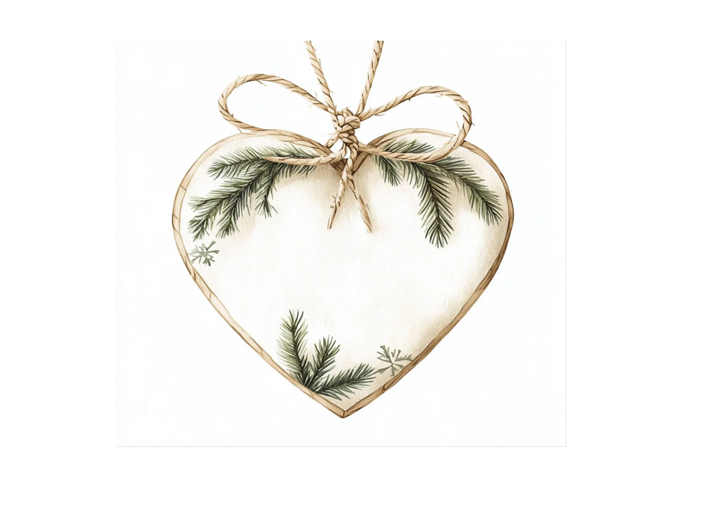 Rustic Christmas Heart Ornaments Clipart Bundle