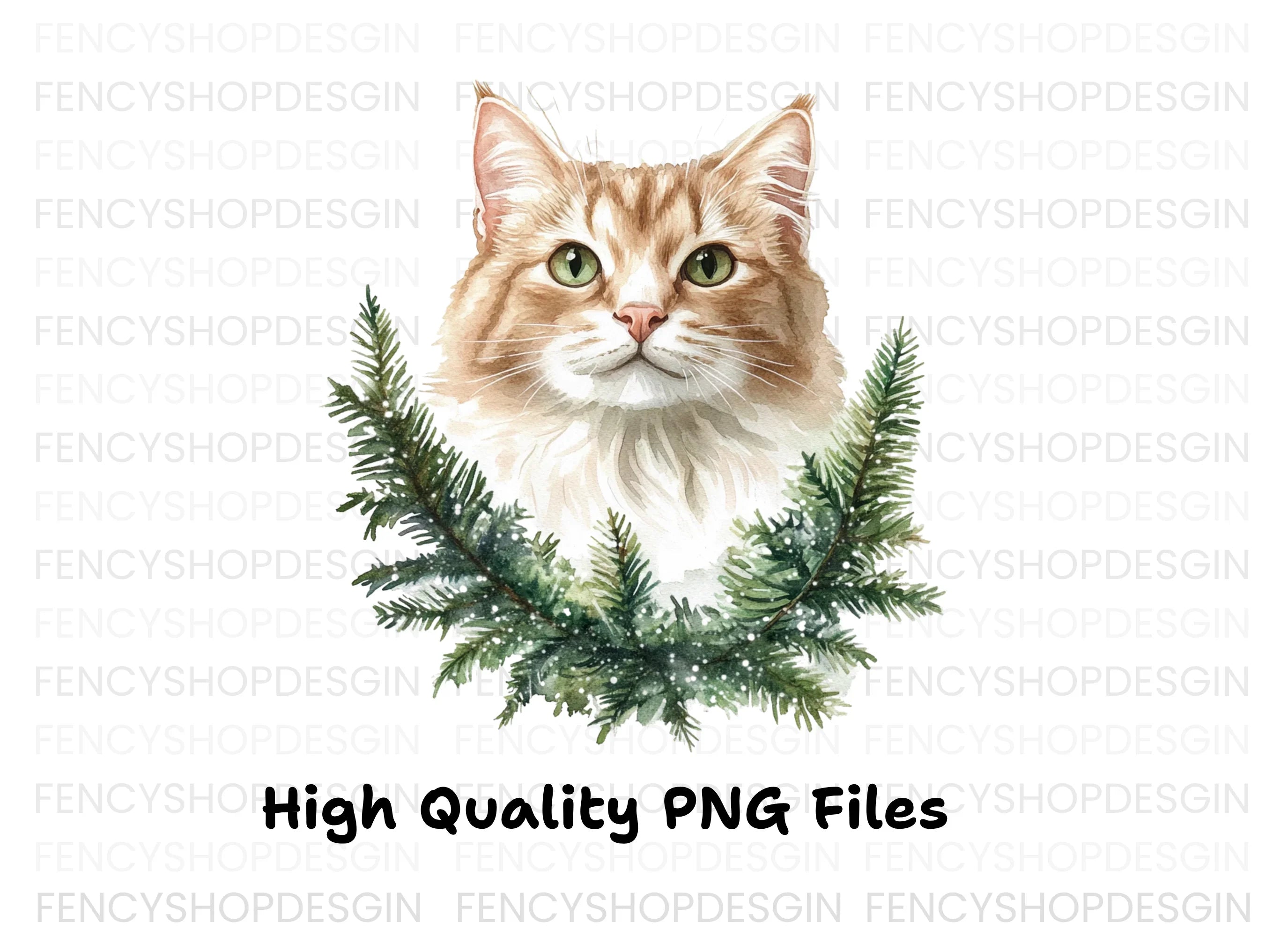Cat Christmas Wreath Clipart Bundle