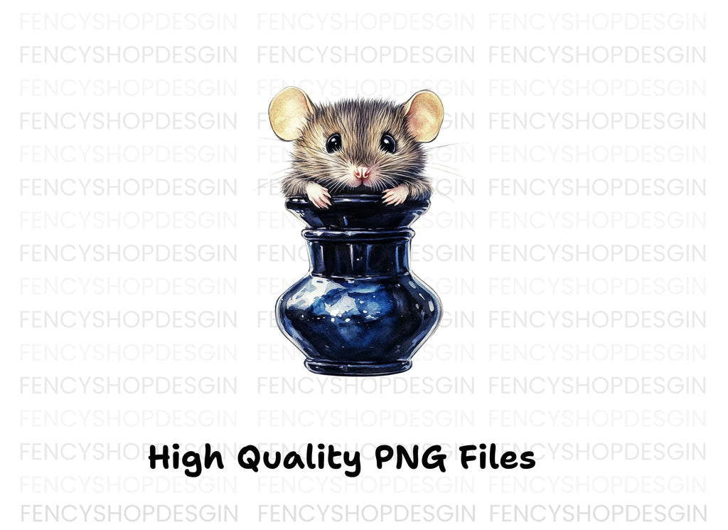 Cute Mice in Ink Bottles Clipart Bundle