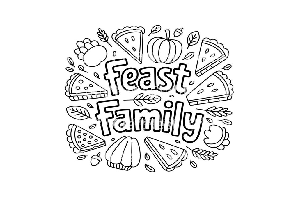 Feast Family Thanksgiving Coloring Books