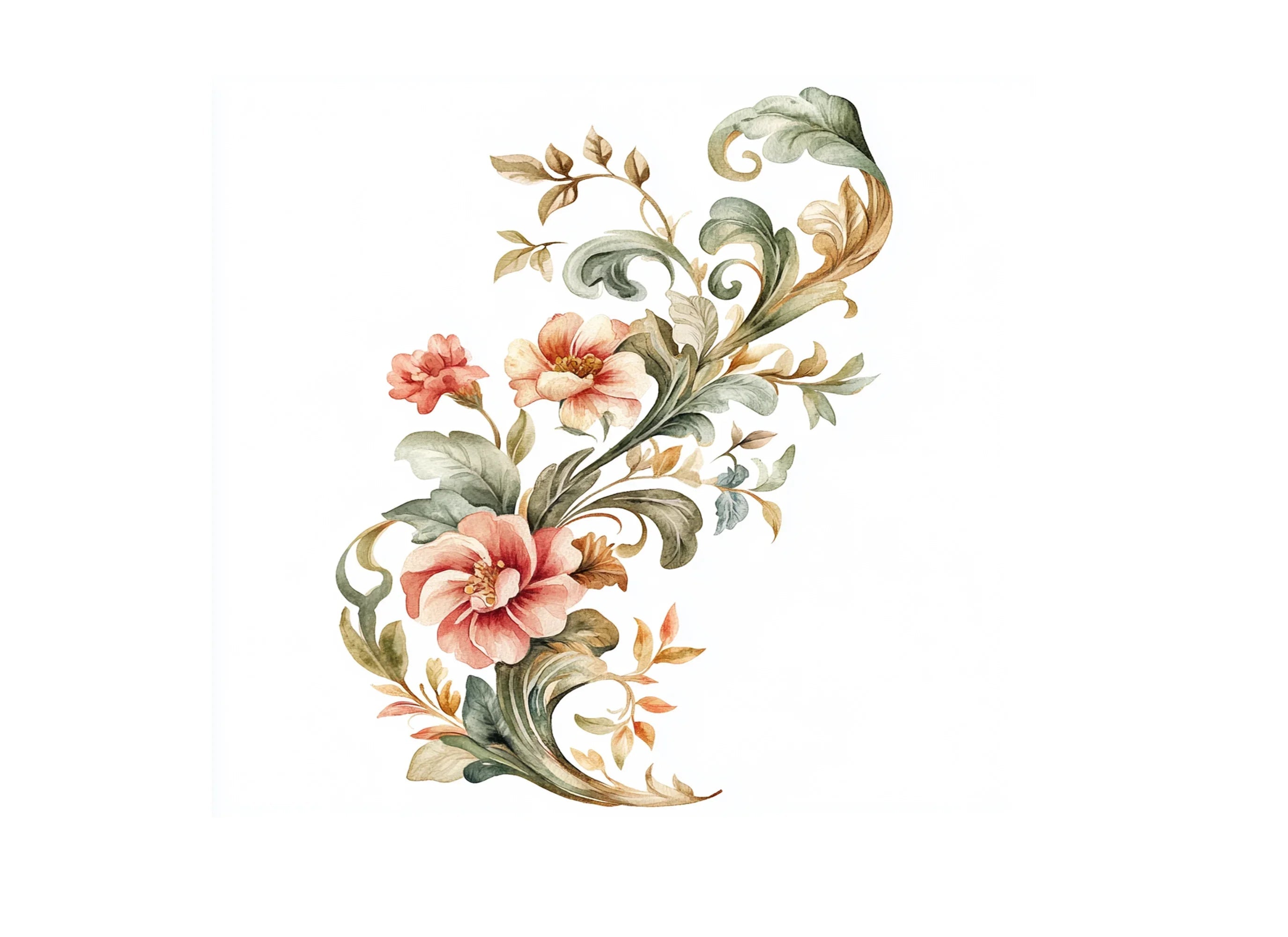 Elegant Floral Swirls Clipart Bundle