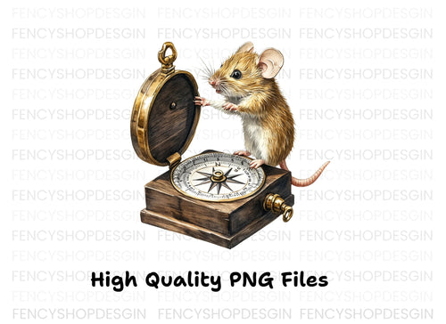 Adventurous Mice with Compass Clipart Bundle