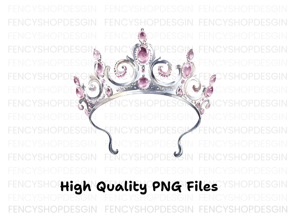 Elegant Pink Gemstone Tiara Clipart Bundle