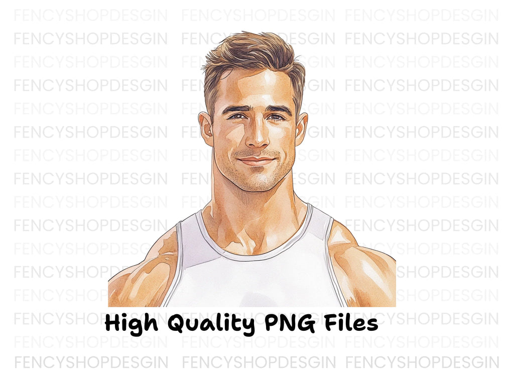 Handsome Fitness Man Portrait Clipart Bundle