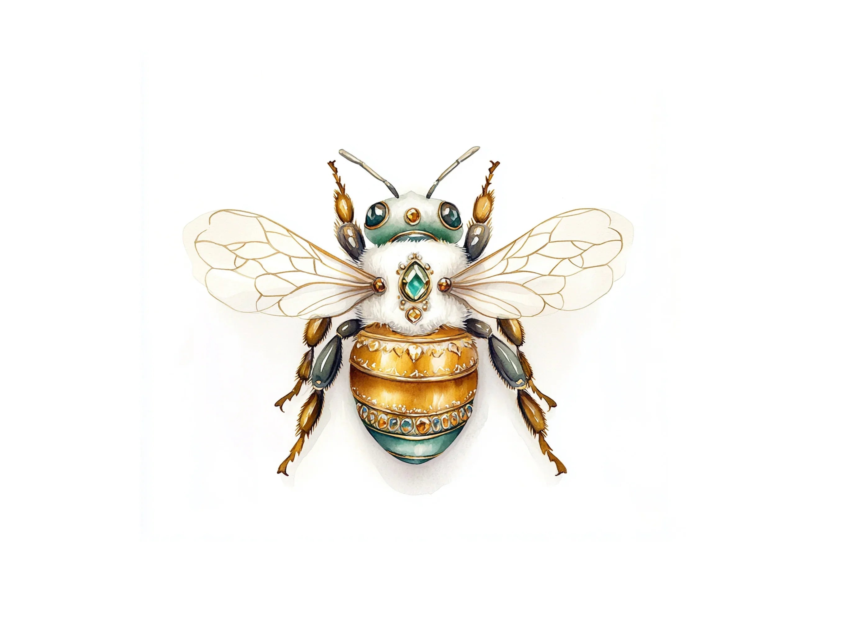 Elegant Gemstone Bee Clipart Bundle