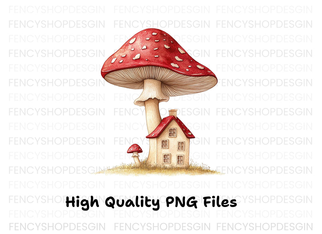 Fantasy Mushroom House Clipart Bundle