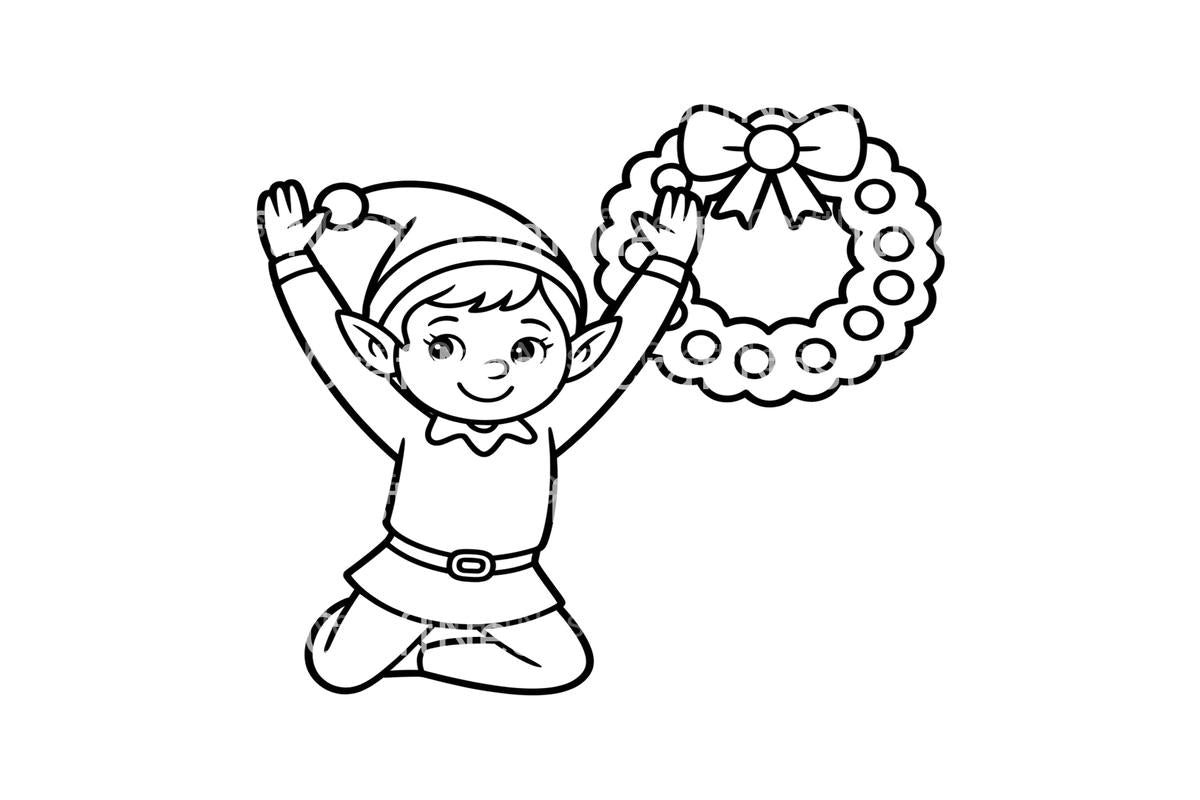 Christmas Elf Wreath Fun Coloring Books