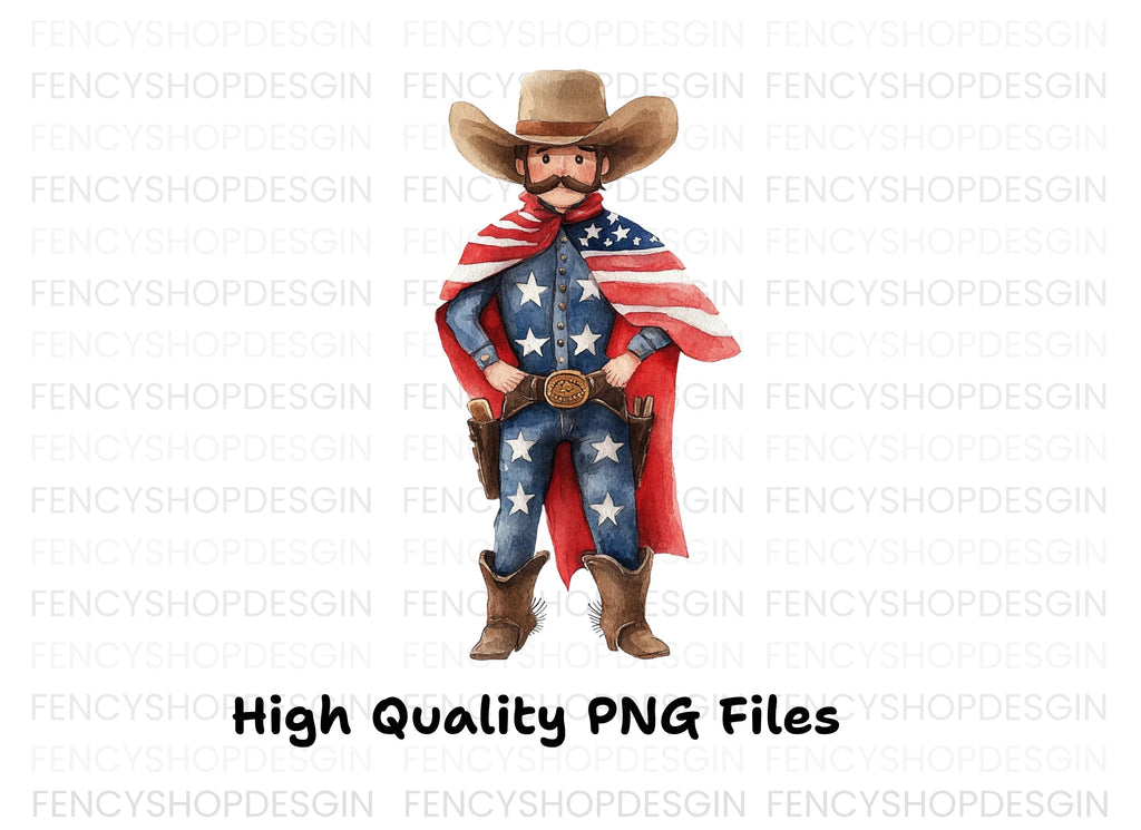 American Cowboy Superhero Clipart Bundle