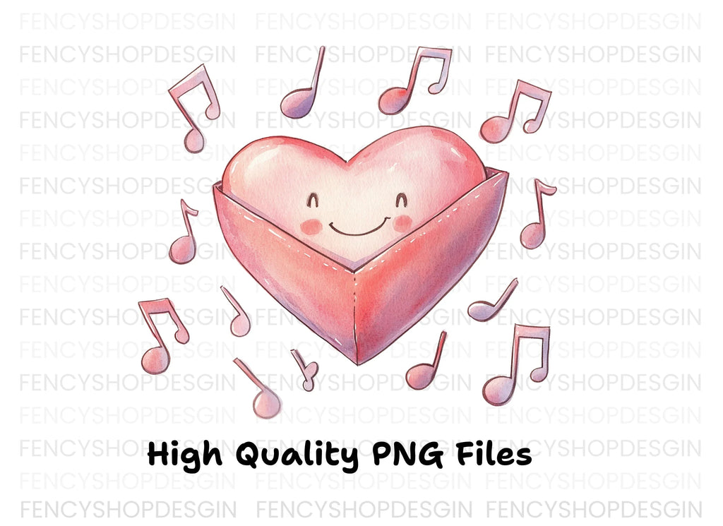 Cute Heart Music Notes Clipart Bundle
