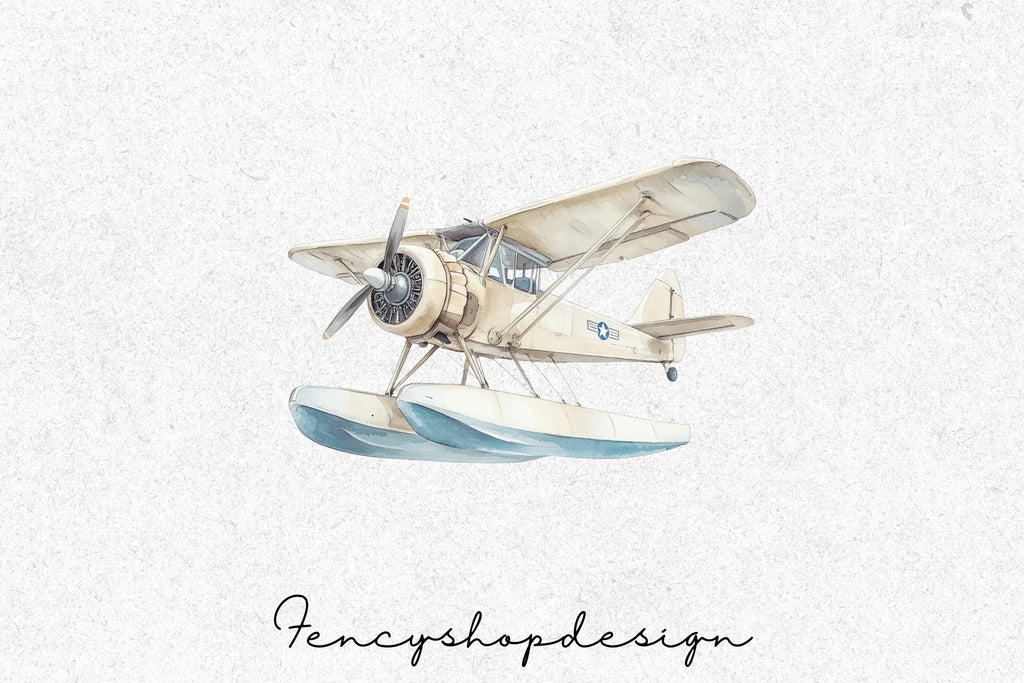 Vintage Seaplane Clipart Bundle