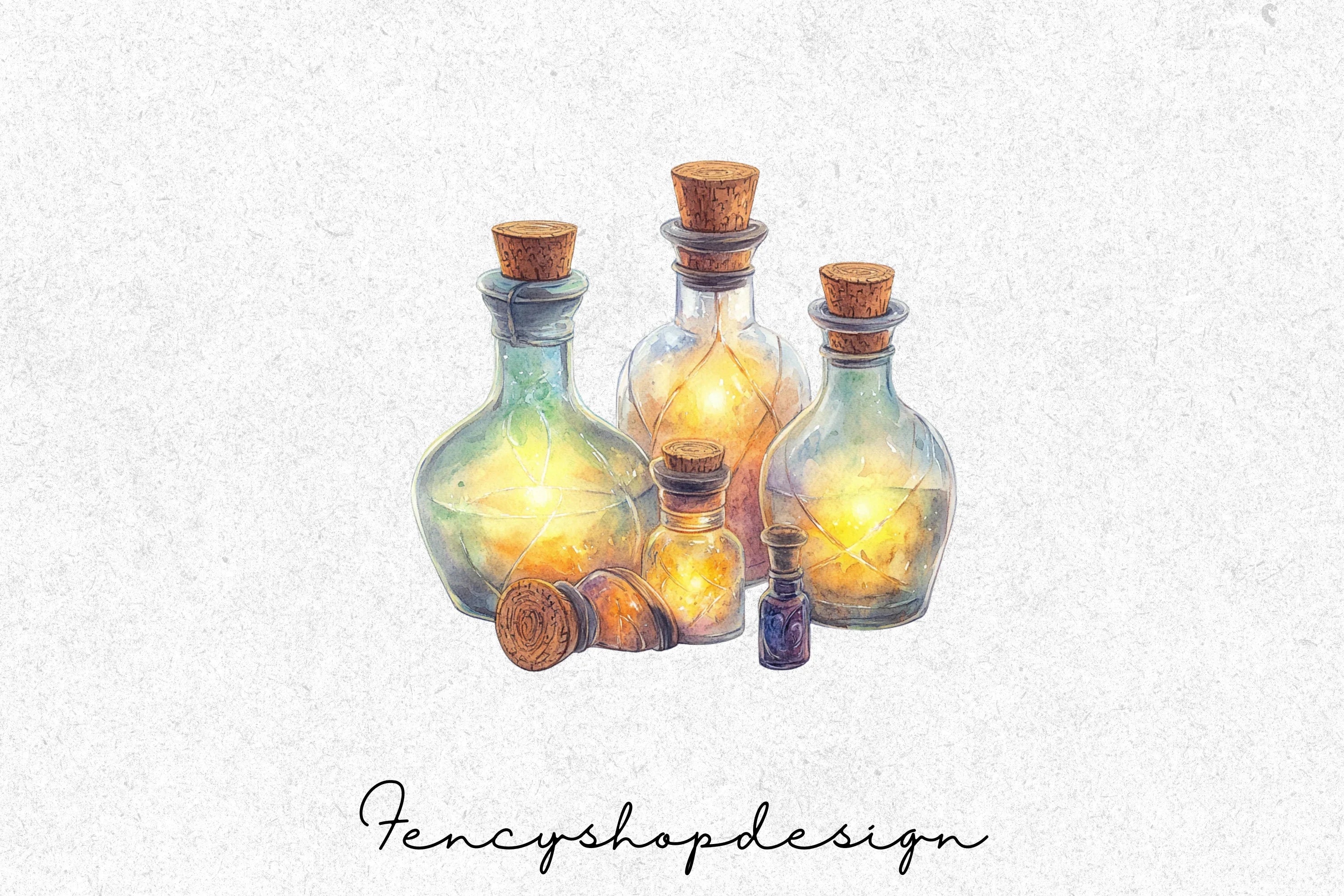 Potion Bottles Elixirs Clipart Bundle