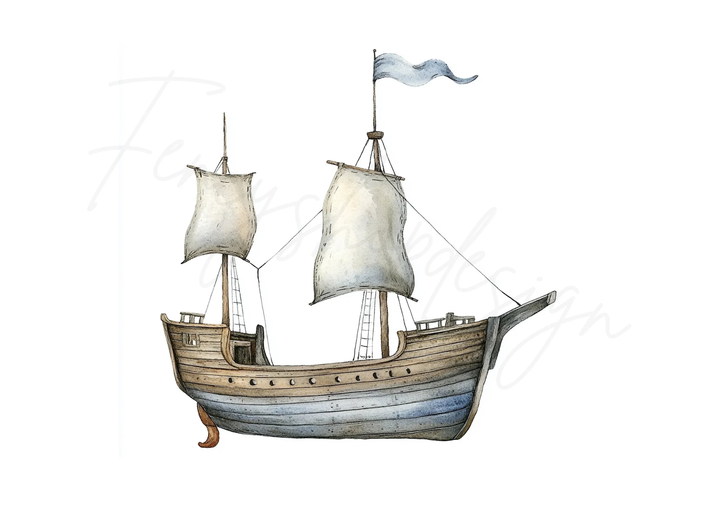 Vintage Sailing Ship Clipart Bundle