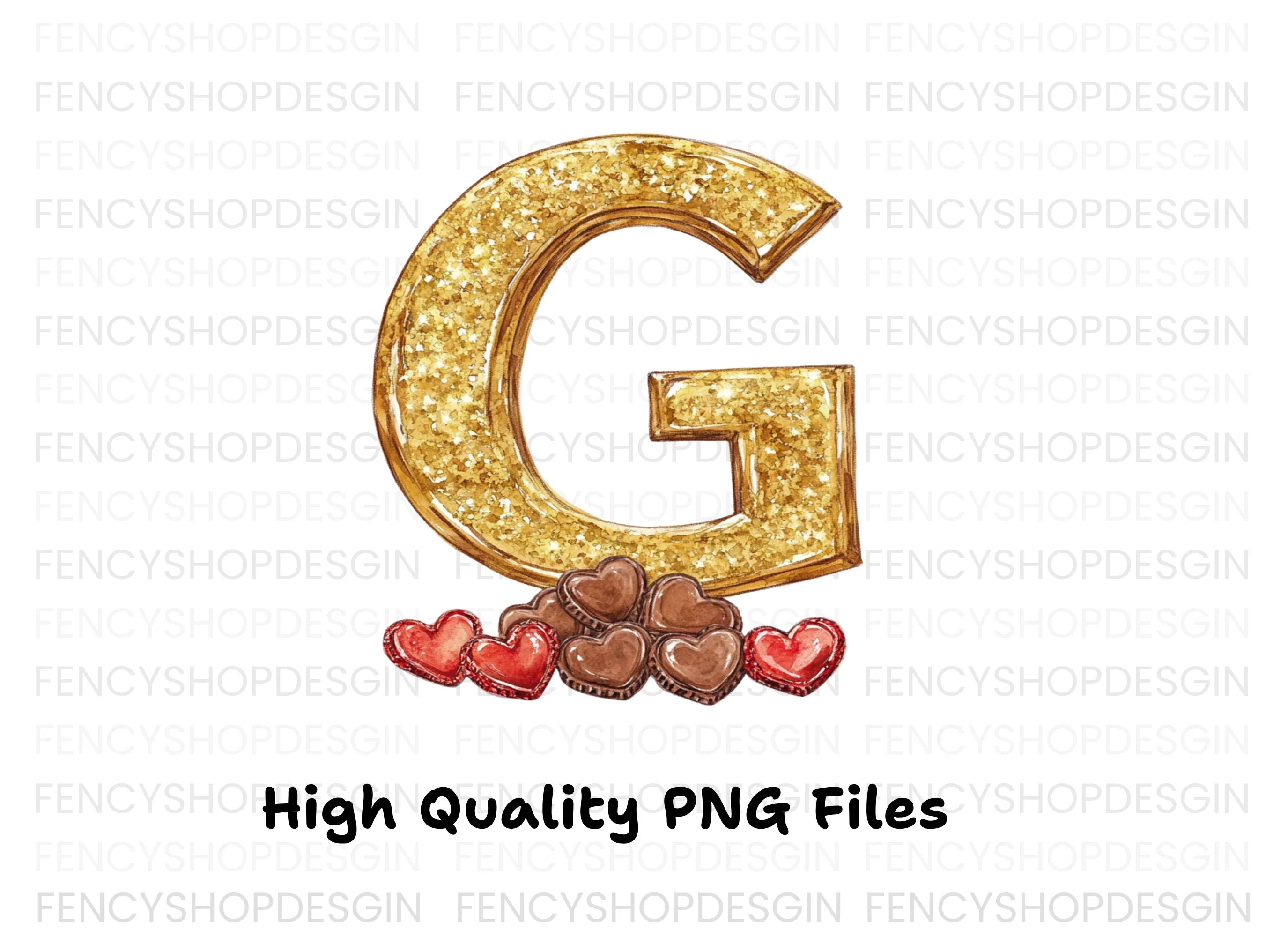 Golden Glitter Letter with Chocolates Clipart Bundle