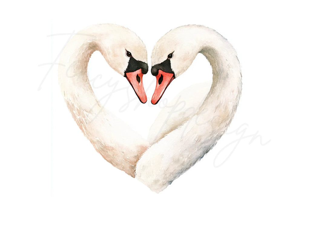 Romantic Swan Heart Clipart Bundle