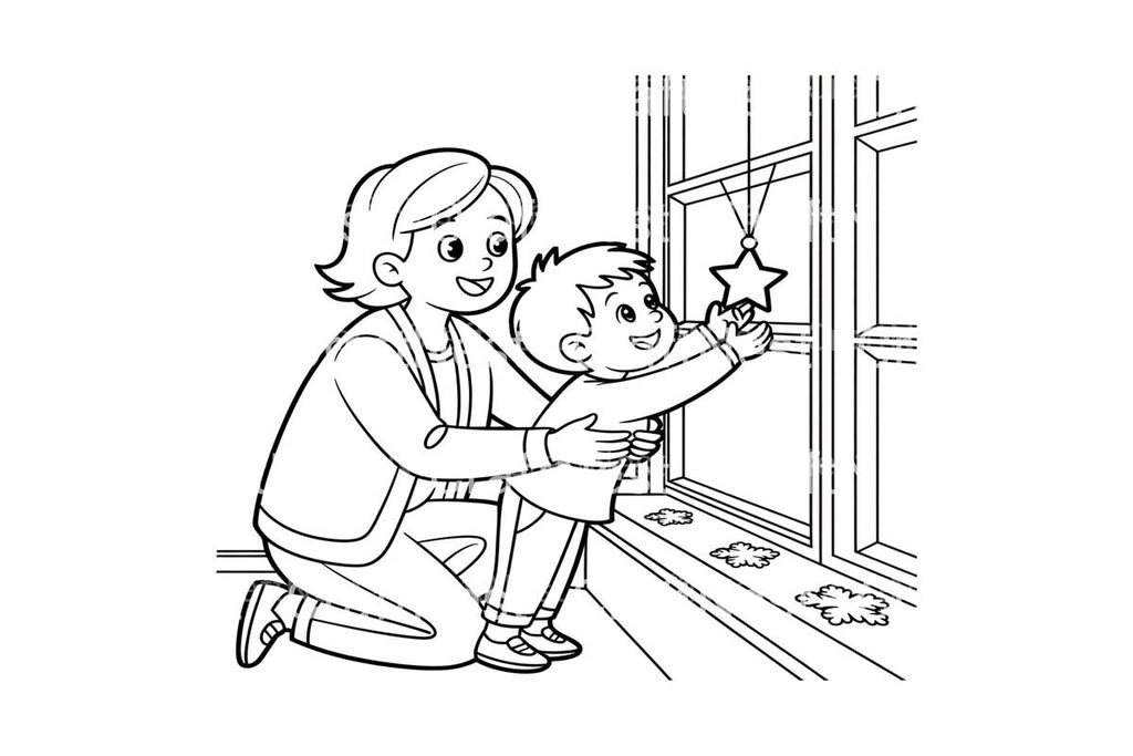 Mother and Child Decorating Window Coloring Books
