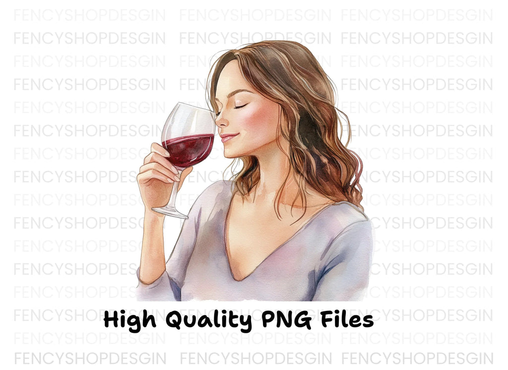 Women Savoring Red Wine Clipart Bundle