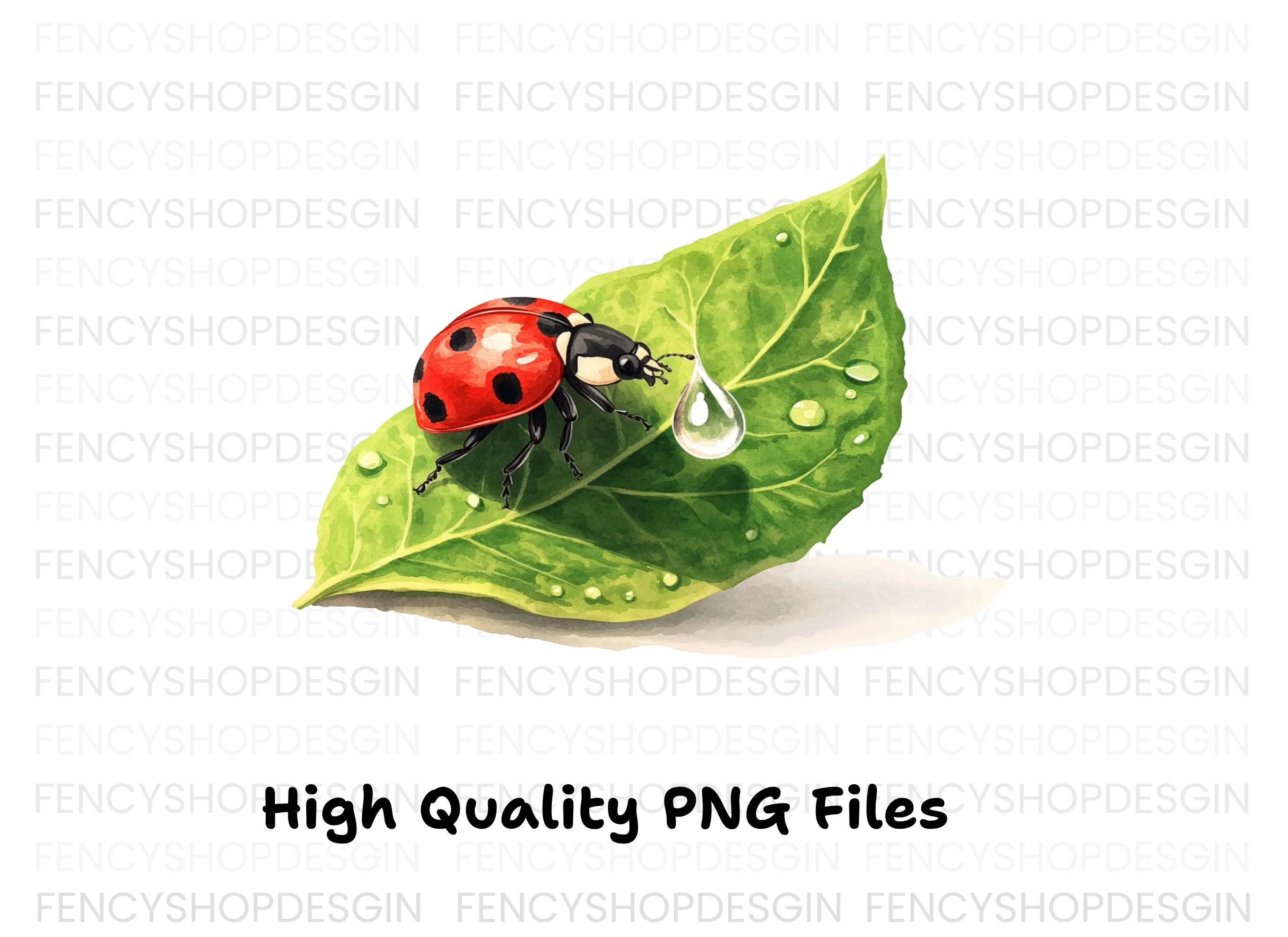 Ladybug on Leaf Clipart Bundle