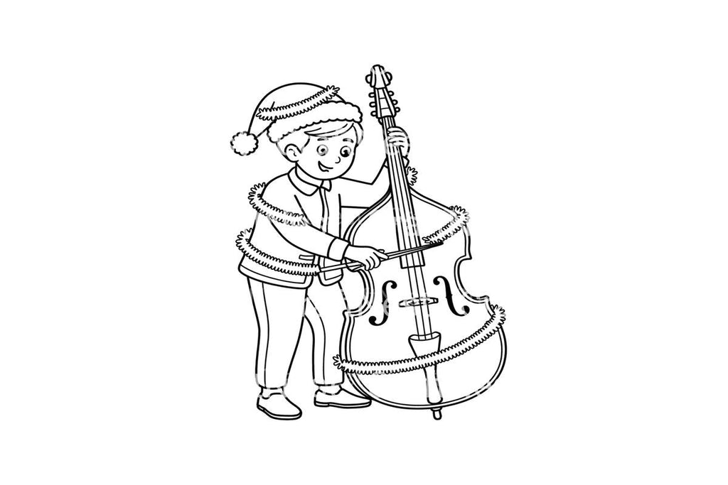 Christmas Double Bass Player Coloring Books