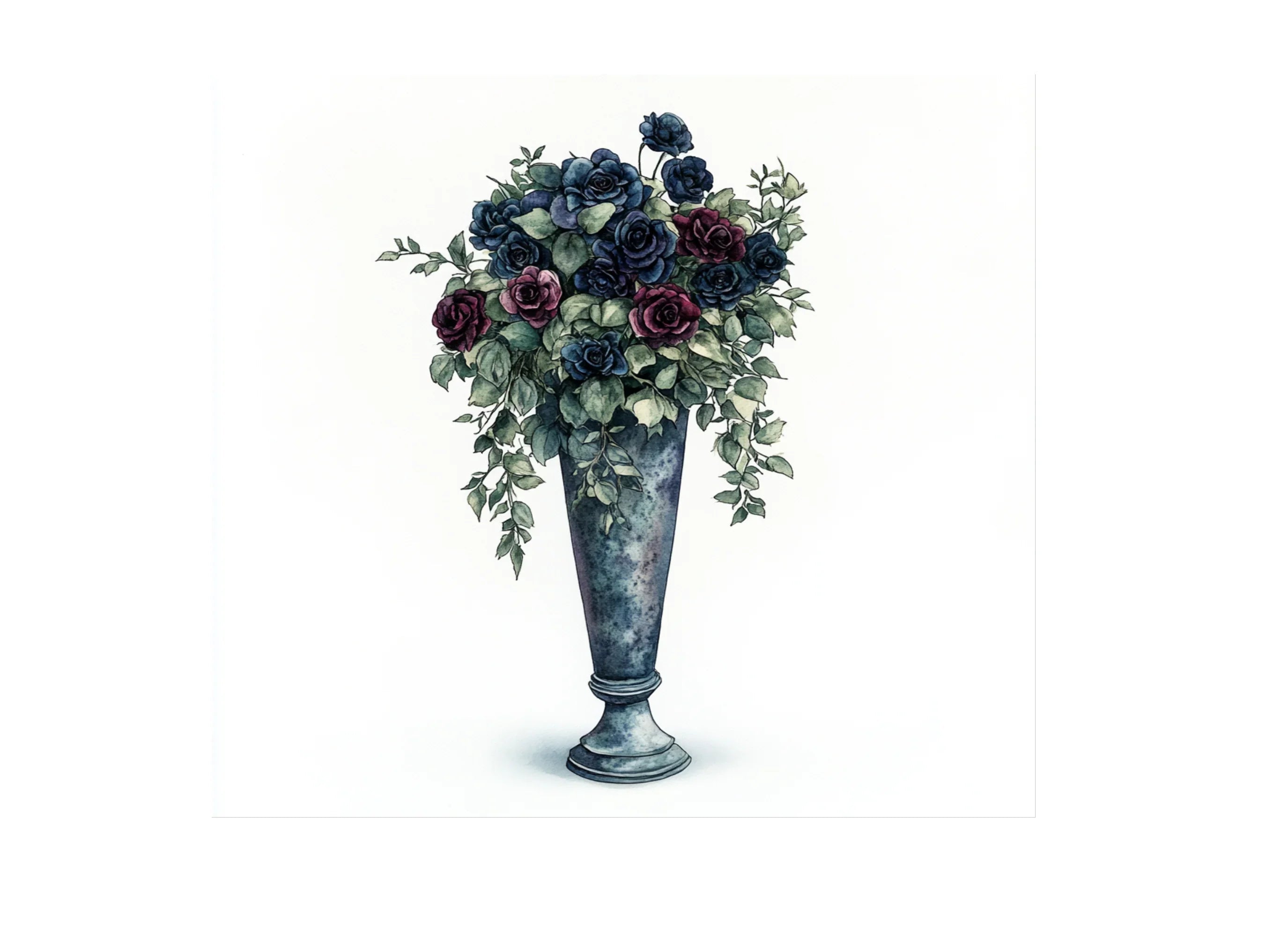 Gothic Blue Rose Vase Clipart Bundle