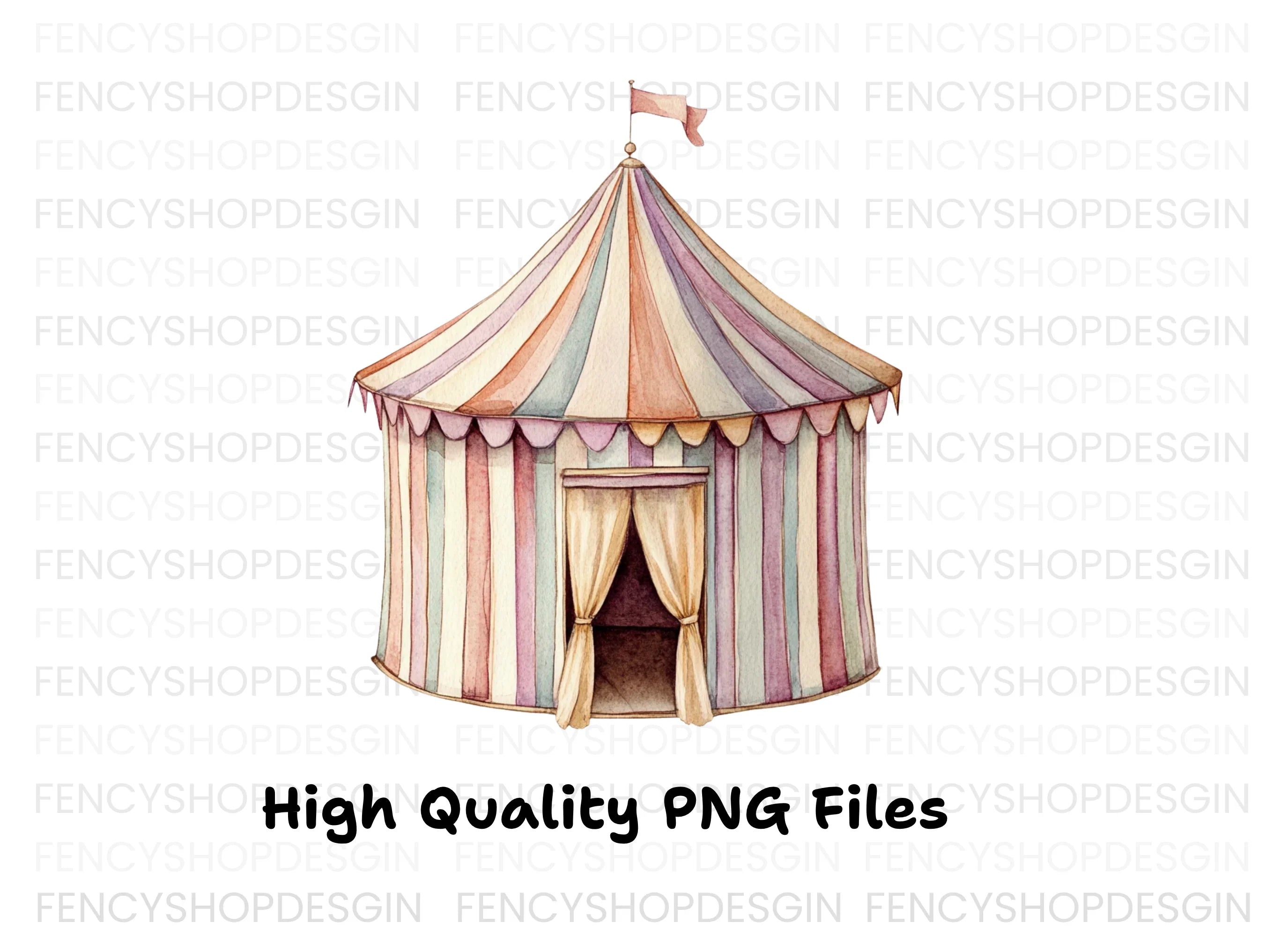 Pastel Circus Tent Clipart Bundle